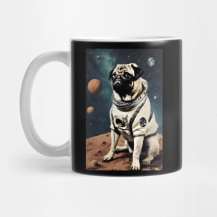 Astronaut Pug in Space Vintage Surreal Collage Art Mug